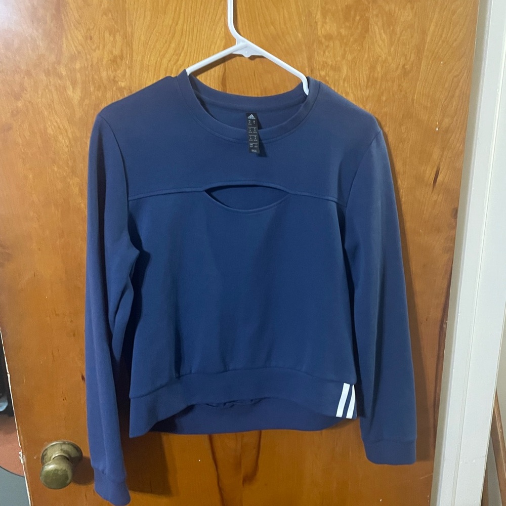 Adidas Women's Navy cropped crew neck